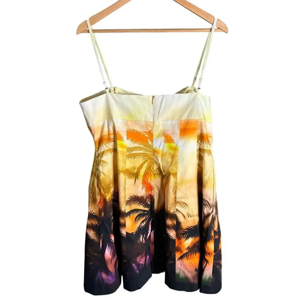 Karen Millen Tailored Scenic Print Strappy Mini Dress Orange Size 12 NWT - Picture 6 of 7